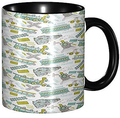 asbwuo Grande tasse à thé, mug personnalisé avec machine à vapeur, motif vintage Choo Train Kids Boy, 325 ml, cadeaux personnalisés, vert turquoise