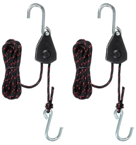 PATIKIL 2 Pcs Kayak Rope Tie Down Straps, 1/8 x 8 ft Heavy Kayak Rope Strap Canoe Bow and Stern Tie Downs Strap Adjustable Hanger Ratchet Transport Accessories