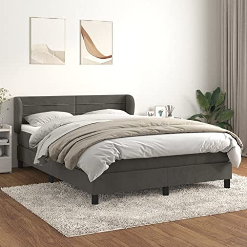 Massbinet Boxspringbett mit Matratze Dunkelgrau 160x200 cm Samt Moderne Jugendbett Gepolstert für Schlafzimmer Gästezimmer