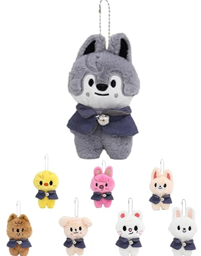 Stray-Kids Peluche Porte Clés, 12cm StrayKids Plush Key Chain, Stray Kid SKZoo Peluche mignonne SKZoo à collectionner pour Fan Enfants Adultes