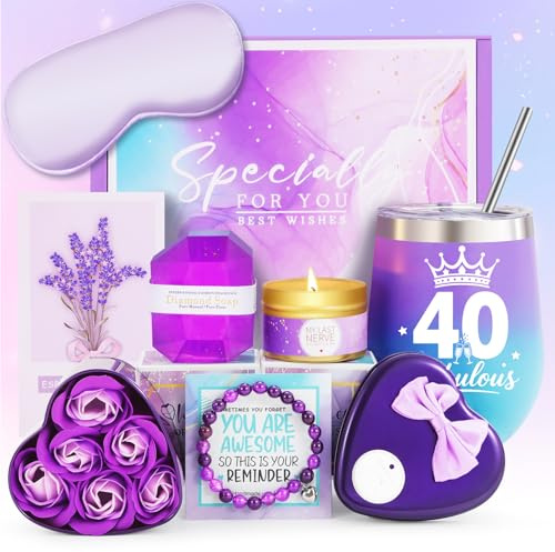 MUJUZE present till 40-årsdagen kvinna, födelsedagspresent för kvinnor 40, wellness vinmugg presentset, gåva till bästa vän, flickvänner, syster, kollega