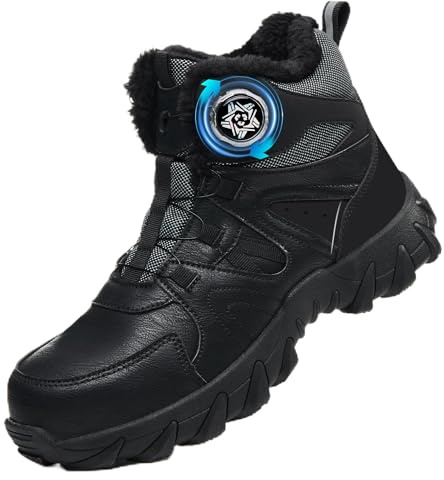 COOU Scarponi Antinfortunistiche Uomo Donna Invernali Antiscivolo Scarpe Antinfortunistiche Alte Scarpe da Lavoro con Punta in Acciaio Scarpe da Cantiere Leggere con Imbottitura Calda C13/Nero 42
