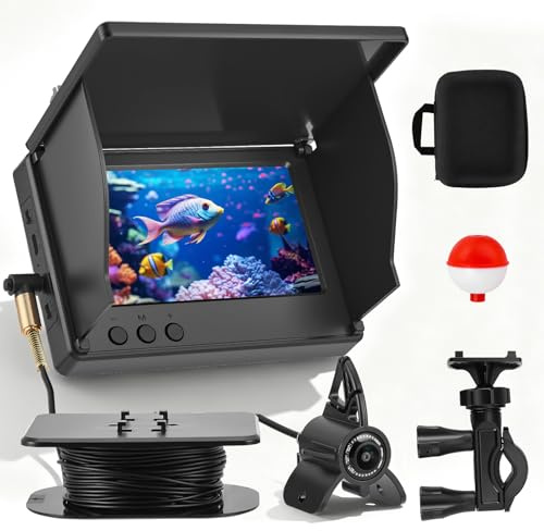 Unterwasserkamera Angeln, Fish Finder Kamera mit 4.3 Zoll IPS Display und 30m Kabel, 220° Weitwinkel-Infrarot-Nachtsicht, IP65 Wasserdicht, Fischfinder für Meeresangeln Fluss Angeln Eisfischen