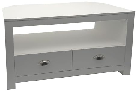 WOHNLING Meuble TV Bas Blanc 150cm avec façade à Lattes - Commode TV avec 2 Portes et Compartiments Ouverts Bas avec Pieds en métal Moderne