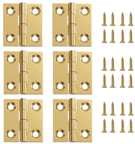 6 Pcs Small Brass Hinges, Rustproof Cabinet Door Small Hinges for Wooden Box, Jewelry Box, Drawer, Crafts and Furniture,1 Inch
