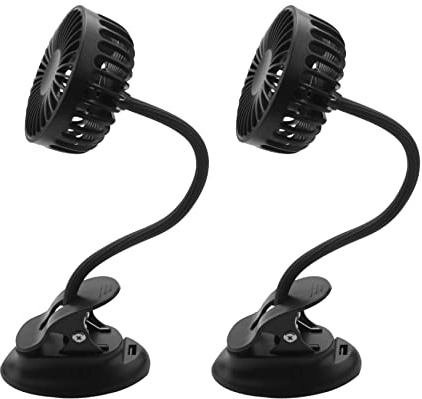 Onchdbfhuu 2X Portable Mini Clip Stroller Fan,3 Speeds Settings,Flexible Bendable USB Rechargeable Quiet Desk Fan, Navy