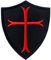 Ritter Templar Kreuzschild Militär Moral Bestickter Aufnäher mit Haken- und Flauschbänder, Rot schwarz