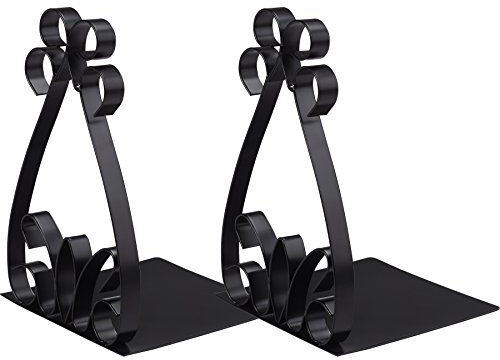 NEUN WELTEN Flat Iron Bookends for Shelves, Heavy Cookbooks, Office and Desk (Black)