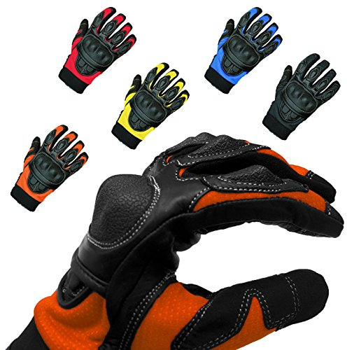 Nerve Shop Motorradhandschuhe Sommerhandschuhe -Sporty- Roller Moped Chopper Leder Handschuhe Herren Damen Frauen Dünn - schwarz-orange - S/8