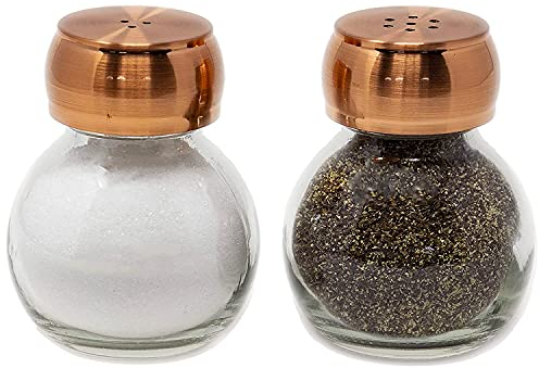 OLDE THOMPSON SINCE 1944 22-353-03 Orbit Salt & Pepper Shaker, Glass, Copper/Clear