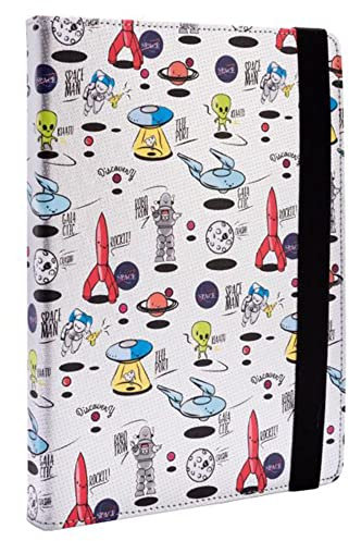 Silver HT - Funda Universal Space Silver Metal para Tablets de 9 a 10.4 Pulgadas. Funda con función Soporte y ángulo multiajustable. Espacial y Moderno.
