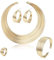 ADRAMATA Bib Choker Statement Necklaces for Women Cuff Bracelet Open Hoop Stud Earrings Ring African Chunky Costume Jewelry Set