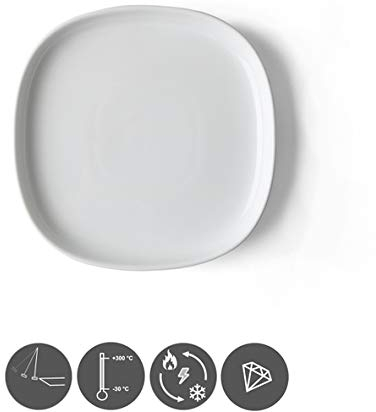 Holst Porzellan SK 018 High Alumina Teller flach 20 cm weiß, Set 3, bis zu 400% resistenter als herkömmliches Porzellan