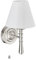 Relaxdays Wandlampe mit Schirm, innen, Zugschalter, Flur & Wohnzimmer, E14, Stoff, Metall, HBT 28x16x19 cm, silber/weiß