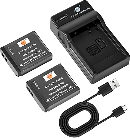 DSTE DMW-BLH7E Camera Battery (2-pack) and Charger Compatible with Panasonic Lumix DMC-GM1 DMC-GM1K DMC-GM1W DMC-GF7K