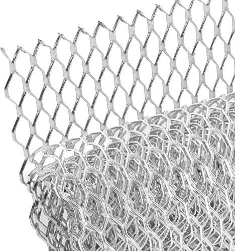 AggAuto 100x33cm Argento griglia universale da corsa in 11x25mm Esagonale, griglia in lega di alluminio per auto, griglia per radiatore automobilistico