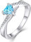 YL Verlobungsring Herz 925 Sterling Silber März Geburtsstein Aquamarinblau Kreuz Unendlichkeit Solitaire Ehering Ring für Braut Damen (Größe 62)