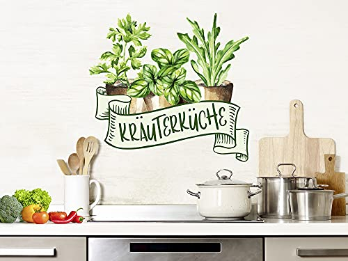 GRAZDesign Wandtattoo Küche Kräuterküche mit Kräutern, Wandaufkleber Esszimmer, Küchenaufkleber / 54x50cm