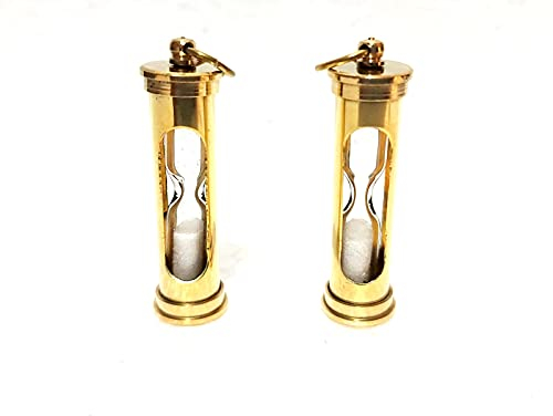 2 Vintage Messing Sanduhr Schlüsselanhänger Kleine Sanduhr Sammlerstück Schönes Bestes Geschenk für Weihnachten