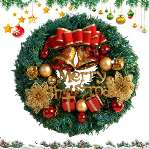 Türkranz Weihnachten Außen (30cm Groß) – Weihnachtskranz Haustür,Künstlicher Weihnachtstürkranz für die Haustür mit Kugeln & Beeren | Festliche Weihnachtsdeko Tür für einen Magischen Empfang im Advent