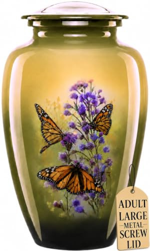 Urns for Ashes Adult Large Human Cremation Metal Memorial Butterfly Tribute