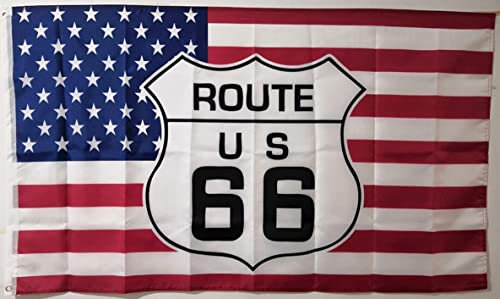 drapeau route 66 et USA nylon 150x90 flag king of road