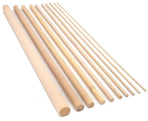 HOME CENTRE 10x Beech Wood Dowels Smooth Rod Pegs 1m x 8mm Craft Sticks DIY Long Wooden Dowel Woodcraft