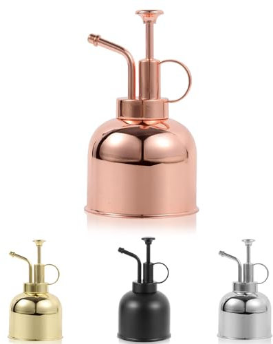 Vaporisateur en acier inoxydable pour plantes, petit arrosoir avec pompe supérieure pour intérieur et intérieur, plantes grasses, jardin décoratif (or rose)