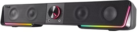 Speedlink Gravity RGB Stereo Soundbar – PC Lautsprecher mit Bluetooth Verbindung für Smartphone/Tablet und 3,5mm Klinke, RGB Beleuchtung, Kopfhörer- und Mic-Anschluss, schwarz