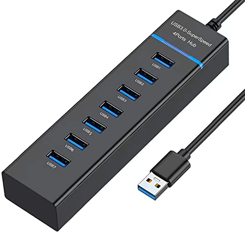 Vienon Hub USB 3.0 7 puertos USB para ordenador portátil, Xbox, unidad USB, disco duro, consola, impresora, cámara, teclado, ratón