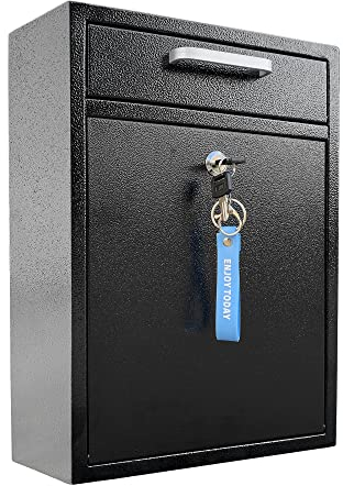 Boîte Aux Lettres Murale Verrouillable pour L'extérieur, Acier Galvanisé Noir - Grandes Dimensions - Design Moderne pour Une Distribution Sécurisée - Utilisable Au Bureau Et A La Maison