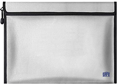 SAFE feuerfeste Dokumententasche grau 38.5 x 28.5 cm | Fireproof Document Bag | Dokumententasche feuerfest