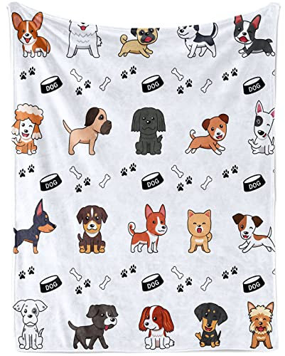 Hund Druck Kinder Decke für Jungen, 100 x 130 cm Fleece Flauschige Hund Gedruckt Kuscheldecke für Mädchen Geburtstag Geschenke, Weich Warm Hund Wohndecke Sofadecke für Baby Teen Couch Sofa Bett Deko