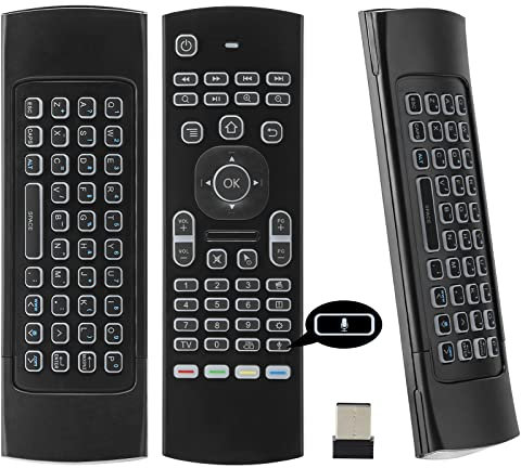 El Mandos a Distancia Inalámbrico de Retroiluminación del Mini Teclado del Ratón de Aire de Voz MX3 Está Disponible para Cajas de Televisión Android,Sensores 3-Gyro y 3-G, Proyectores HTPC Mini PC
