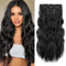 REECHO Clip in Extensions, 4PC Hair Extensions Clip in Haarverlängerungen 60 cm Dicke Lange Strandwellen Haarteile Unsichtbare Spitze Natürliche weiche Haarteile - Schwarz