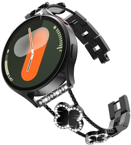 KADES Kompatibel für Samsung Galaxy Watch Damen Bling Armband, Edelstahl, 20/40/44mm, Schwarz/Schwarz - Für Galaxy Watch 7/6/5/4 und Active 2/FE(2024)