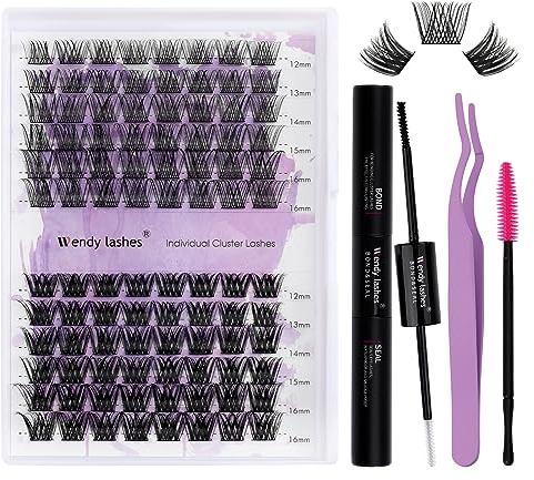 DIY Lash Extensions Set Cluster Lashes DIY Wimperverlängerung zu Hause Lash Bond and Seal DIY Wimpern Extensions Bond and Seal DIY Wimpern Cluster(ZW02+ZW03-D Curl)