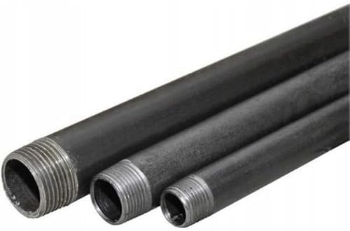 KNM Trade Edelstahl Rohrnippel R-Gewinde 1 x 500 mm Schwarz Heizung | Beidseitig AG, ISO 7-1 Geprüft, Heizungskreislauf, langlebig, Möbelbau, Gartennutzung