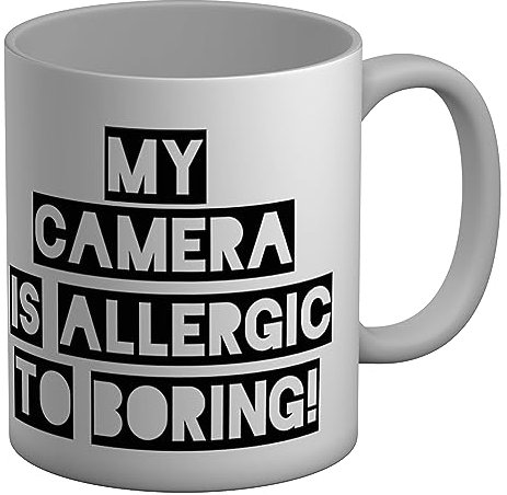 Shopagift Funny Photography Mug My Camera is Allergic to Boring White 11oz Large Gift Ceramic Cup