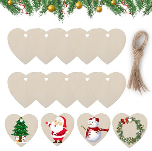 Lifreer 30PCS Wooden Christmas Baubles Christmas Wooden Ornaments Wood Slices Christmas Tree Hanging Decorations for Xmas Decoration DIY Crafts…
