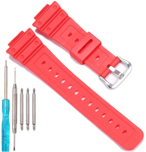 XBHSW Harz-Armband, kompatibel mit Casio DW-5600, GW-M5610, GW-6900, DW-6900, G-6900, Herren-Ersatzarmband, wasserdicht, Rot