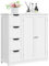 Yaheetech Meuble Salle de Bain Rangement, Armoire Toilette, avec 4 Tiroirs et 1 Large Placard, 1 Etagère Intérieure, 81 × 30 × 83 cm, Grande Commode Chambre Cuisine Blanc