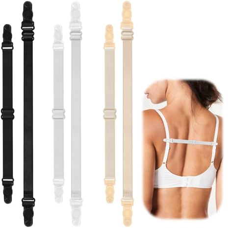 Prasacco 6 Pack Bra Strap Holders for Slipping, Women's Elastic Bra Strap Holder Bra Clips to Make Racerback Conceal Straps Bra Accessories