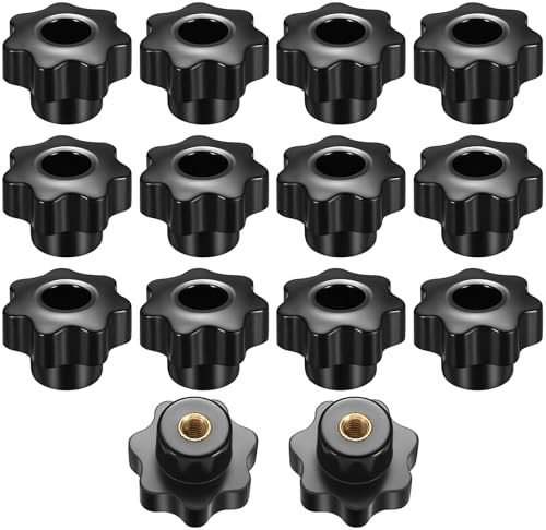 14 Pièces M6 Vis Étoile et Écrous - Moletés OD 32 mm, Bouton, Papillon - Poignée de Meuble Noire
