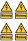 Aufkleber: 150x100 mm, 4 Stück - Signalwort Warnung vor elektrischer Spannung - Warnzeichen mit Text (deutsch) (gelb/schwarz) - hochkant - W012 - DIN EN ISO 7010 / ASR A1.3