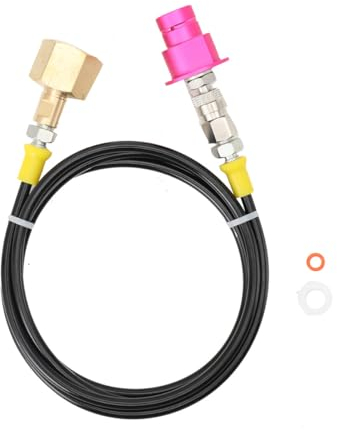 QAVODB Adapter Hochdruckschlauch 60Zoll (1,5m) Rohrtyp, 6mm Rohrdurchmesser, 4500PSI für grössere CO2 Flaschen, geeignet, für Wassersprudler CO2 Schlauch umfüllen,für Grohe Blue Home