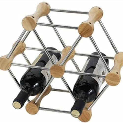 POSEDWRA Vielseitiges Weinregal aus Holz, kreative Edelstahl-Kombination, Rotweinregal, personalisiertes Bartheken-Weintablett