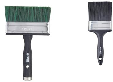 Harris Seriously Good Shed & Fence Woodwork Paint Brush, 5 & Essentials Masonry Paint Brush, 4,Black