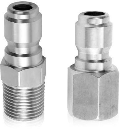 NQEUEPN 2pz Raccordi Idropulitrice a Sgancio Rapido, Raccordi a Sgancio Rapido Idropulitrice Acciaio Inossidabile Spinasgancio Rapido 0,64cm(Filettatura Interna, Filettatura Esterna)