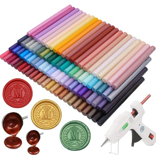 100 Pcs Sealing Wax Sticks for Wax Seal Stamp, Assorted Color Sealing WaxGlue Gun WaxSeal Sticks Mini WaxGun Stick, Mixed Colors WaxSeal Kit Great for Wedding Invitations(100#2)